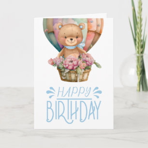 Carte de ballon d'ours en peluche