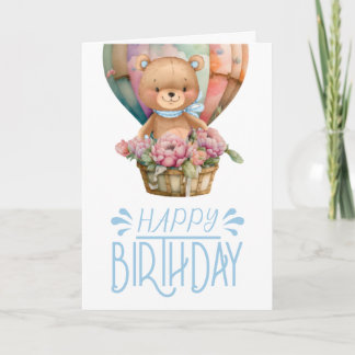 Carte de ballon d'ours en peluche