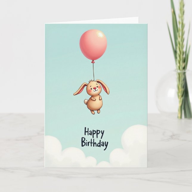 Carte de ballon doux lapin (Devant)