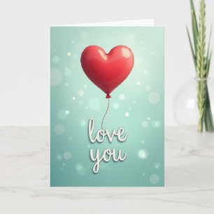 Carte de ballon en forme de cœur Love You romantiq