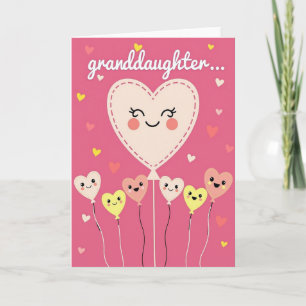 Carte de ballon en forme de cœur pour petite-fille