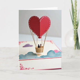 Carte de ballon en forme de cœur qui s'ouvre