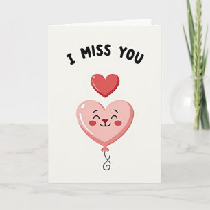 Carte de ballon en forme de cœur « Tu me manques »