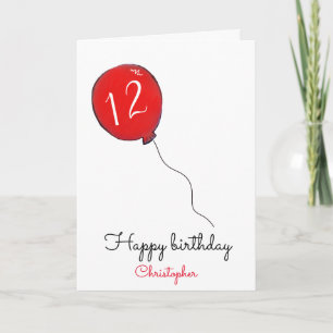 Carte de ballon rouge 12e anniversaire