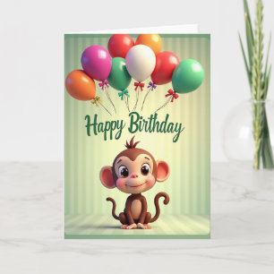 Carte de ballon singe joyeux