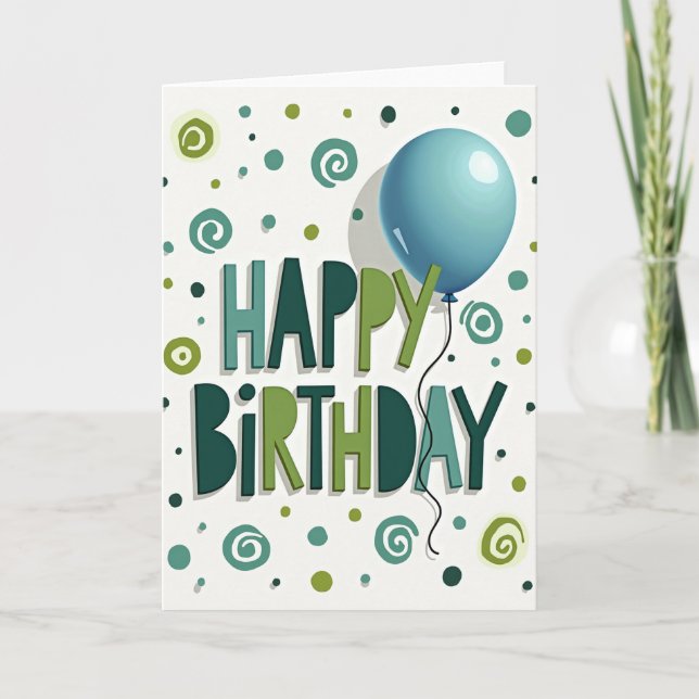 Carte de ballon vert joyeux (Devant)