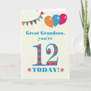 Carte de ballons à bascule Great Grandson 12e anni