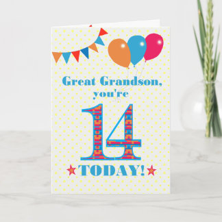 Carte de ballons à bascule Great Grandson 14th Bir