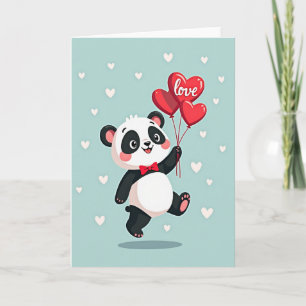 Carte de Ballons d'Amour de Panda Mignon