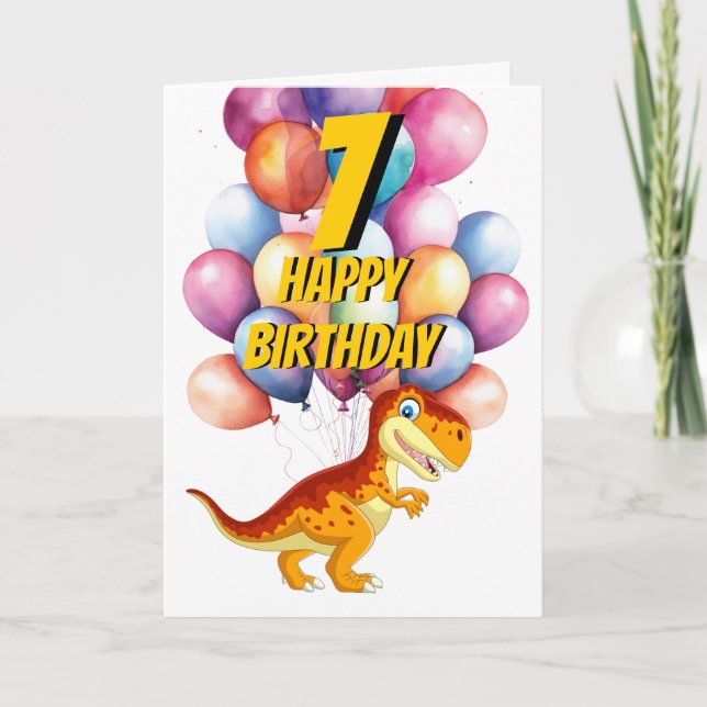 Carte de ballons d'anniversaire Dinosaur T Rex Gol (Devant)