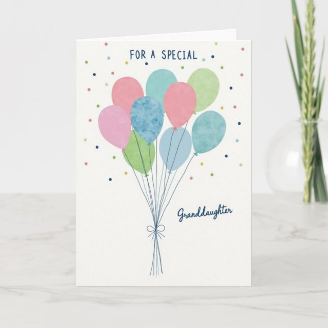 Carte de Ballons d'Anniversaire pour Petite-Fille (Devant)