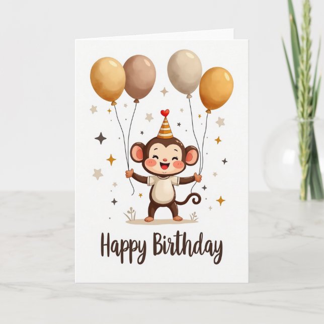 Carte de ballons de singe joyeux (Devant)