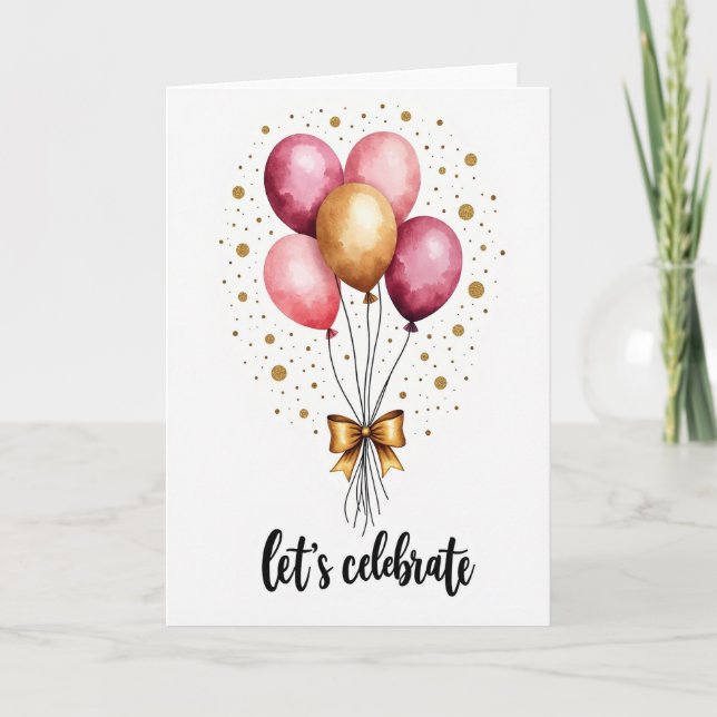 Carte de ballons dorés festifs (Devant)