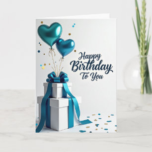 Carte de Ballons en Forme de Cœur pour un Joyeux A