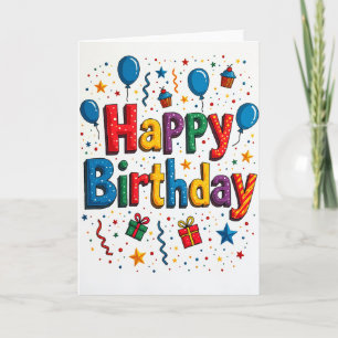 Carte de Ballons et Cadeaux d'Anniversaire