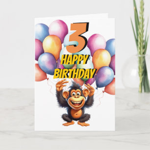 Carte de ballons pour singe 3e anniversaire