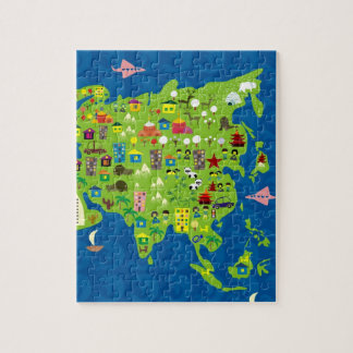 Carte de bande dessinée de puzzle de l'Asie