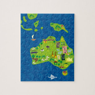 Carte de bande dessinée de puzzle de l'Australie