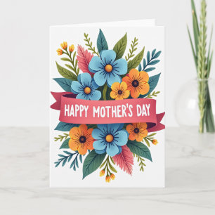 Carte de bannière à ruban floral