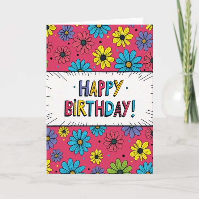 Carte de bannière d'anniversaire florale (Devant)