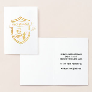 Carte de banquet de Merci d'entraîneur ou de