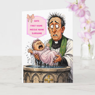 Carte de baptême drôle – Bébé fille qui pleure