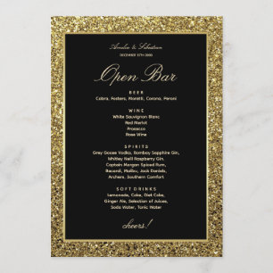 Carte de Bar Ouvert pour Mariage Élégant