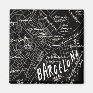 Carte de Barcelone Espagne Magnet - Style Vintage