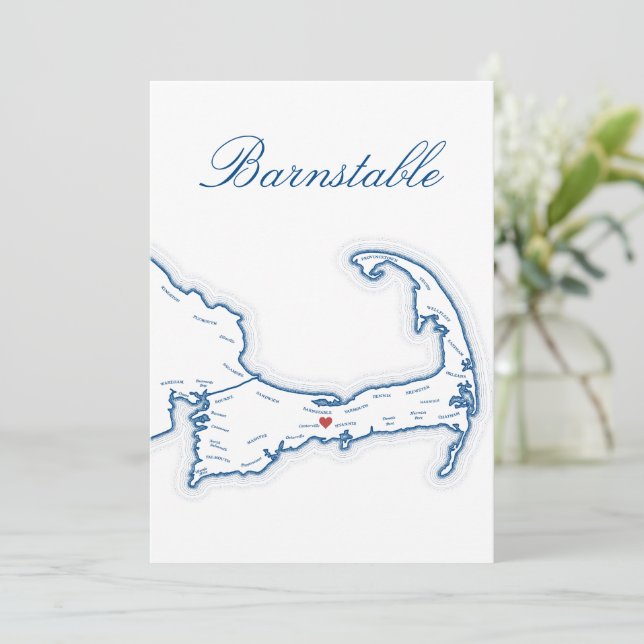 Carte de Barnstable pour table de mariage au Cap C (Debout devant)
