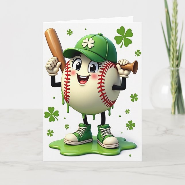 Carte de baseball amusante verte (Devant)