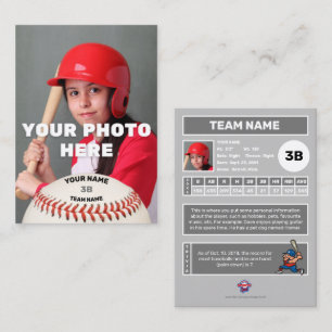 Carte de baseball Grey Back - Statistiques personn