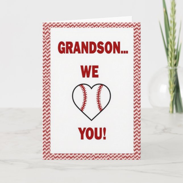 Carte de baseball 'Petit-fils, nous t'aimons' (Devant)