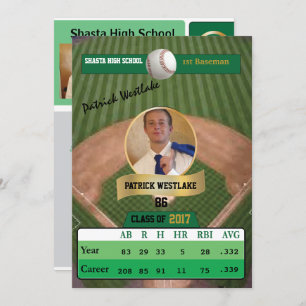 Carte de baseball W/Stats Grad Invitations - vert