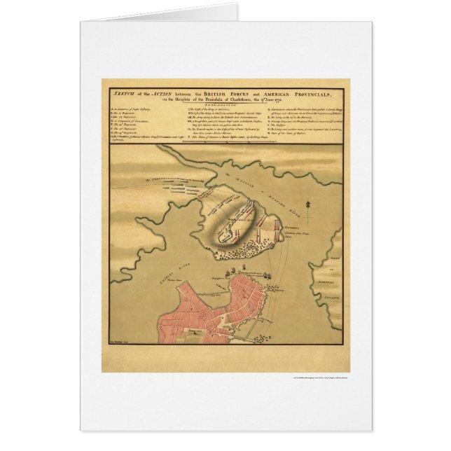 Carte de bataille de Charlestown - 1775 (Devant)