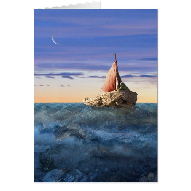 Carte de bateau de St Brendan (blanc) (Devant)