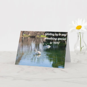 CARTE DE BEAUX SWANS ENVOYENT DE BEAUX **SOUHAITS D'ANNI