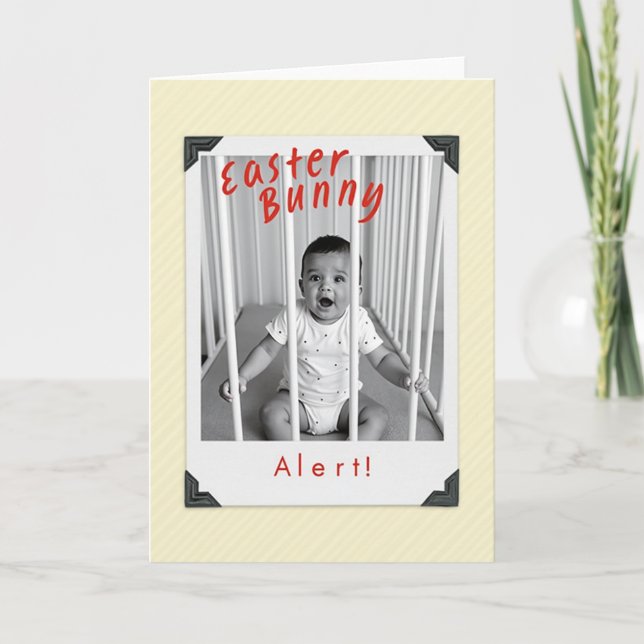 Carte de bébé d'alerte de lapin de Pâques (Devant)