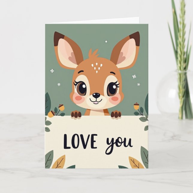 Carte de bébé faon mignon je t'aime (Devant)
