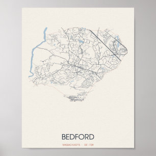 Carte de Bedford Massachusetts Poster