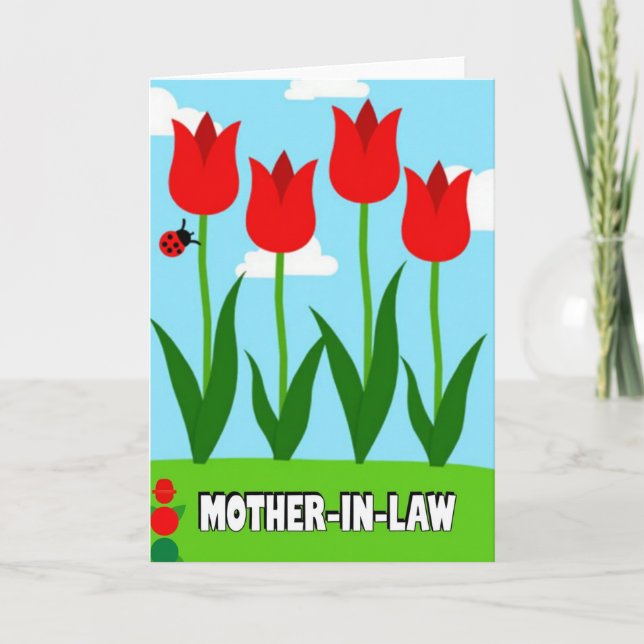Carte de Belle-Mère à Fleur Rouge (Devant)