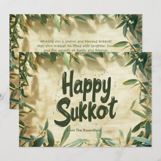 Carte de Bénédiction de Myrtle Leaf Sukkot (Devant / Derrière)