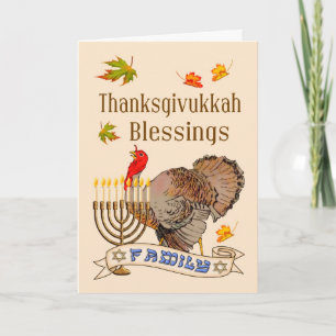 Carte de bénédictions de Thanksgivukkah - la