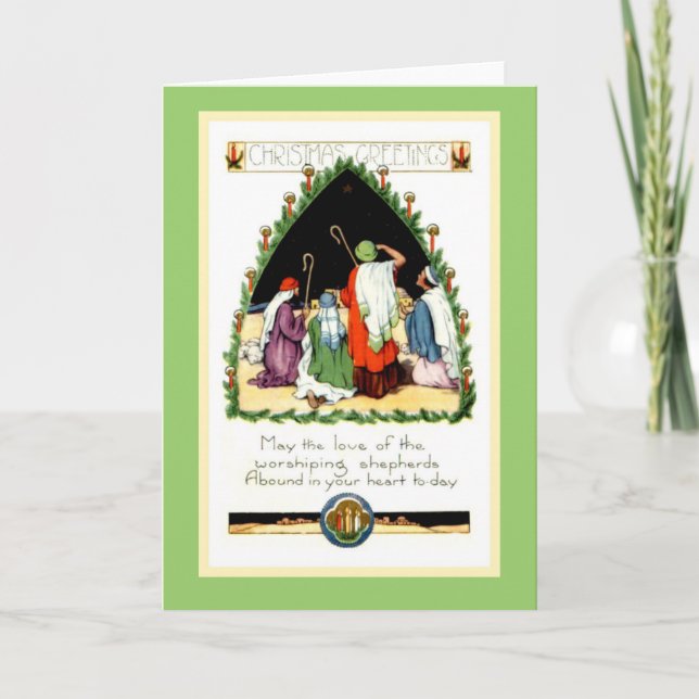Carte de bergers de Noël Art nouveau restaurée (Devant)