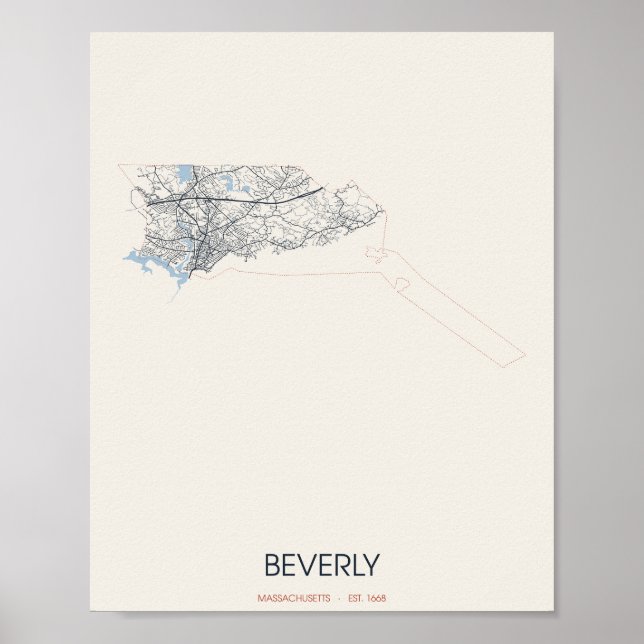 Carte de Beverly Massachusetts Poster (Devant)