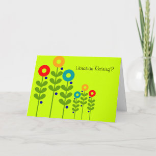 Carte de bibliothécaire à la retraite Floral