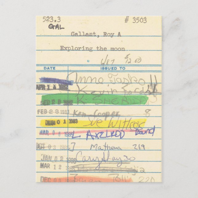 Carte de bibliothèque 3503 explorant la lune (Devant)