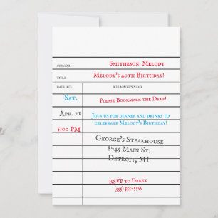 Carte de bibliothèque personnalisée pour anniversa