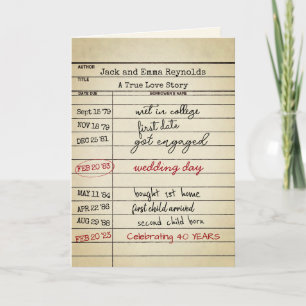 Carte de bibliothèque rétro 40e anniversaire