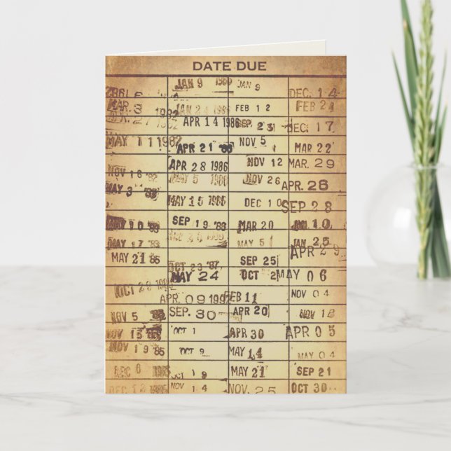 Carte de bibliothèque vintage d'anniversaire (Devant)