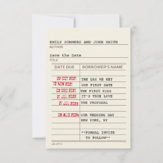 Carte de bibliothèque vintage pour annoncer la dat